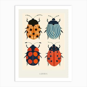 Colourful Insect Illustration Ladybug 32 Poster Art Print