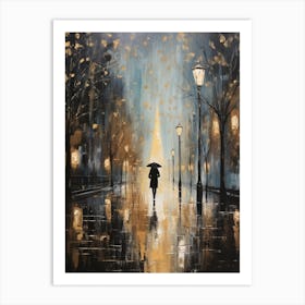 Rainy Night In Paris Art Print