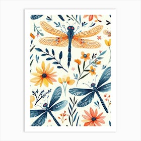 Colourful Insect Illustration Dragonfly 12 Art Print