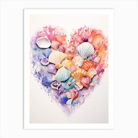 Shell Heart Rainbow Detailed Heart 1 Art Print