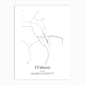 Fil Akovo,Slovakia Minimalist Map Art Print