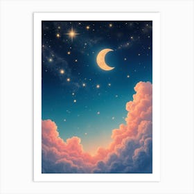 Moon And Stars In The Sky Poster