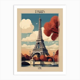 Paris Eiffel Tower, Paris travel poster in the style of David Klein Art Print