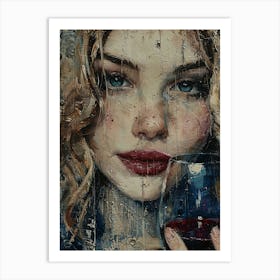 Girl With A Glass Of Wine 14 Art Print