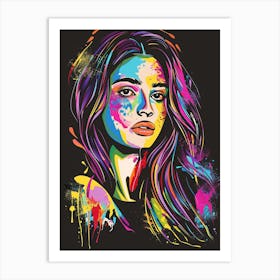 Girl With Colorful Paint Art Print