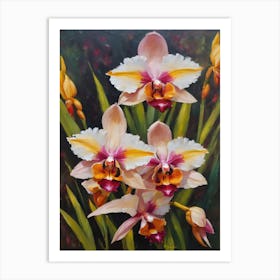 Phaius Orchids Oil Painting 2 Art Print