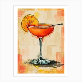 Tequila Sunrise Inspired Cocktail Watercolour 1 Art Print