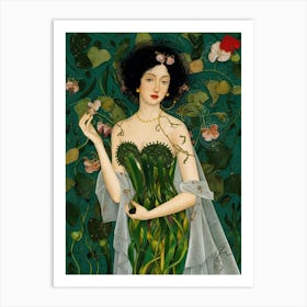 Woman In A Green Dress 2 Art Print