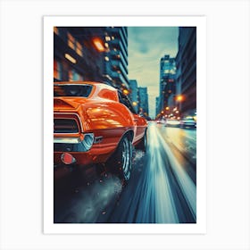 Chevrolet Camaro Speeding Through City Art Print