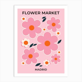 Flower Market Madrid Pink And Orange Art Print