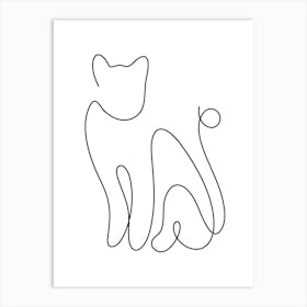 Kitty Cat Monoline Drawing Line Art 1 Poster