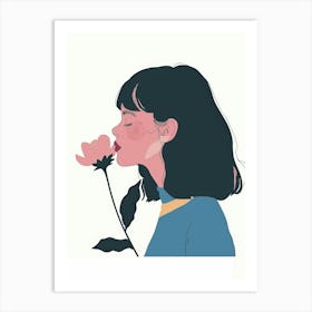 Girl With Flower 3 Art Print