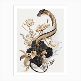 Copperhead Snake Gold And Black Art Print