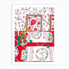 Colourful Table Setting Red Art Print