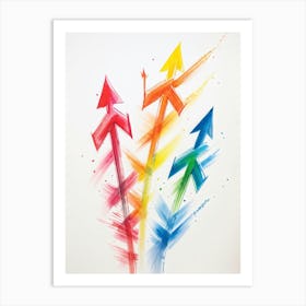 Arrows Composed Of Chalk And Crayon Strokes Floating Whimsically Against A Stark White Background Art Print