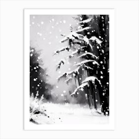 Winter, Snowflakes, Black & White 1 Art Print