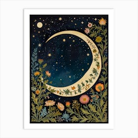 Moon And Flowers Style William Morris 15 Art Print