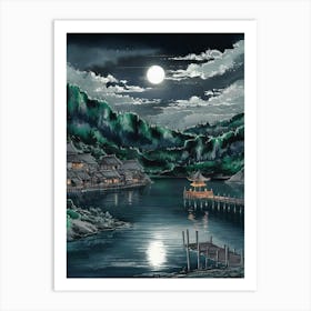 Moonlight Over Lake Art Print