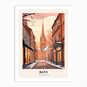 Vintage Winter Travel Poster Bath United Kingdom 2 Art Print