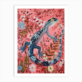 Floral Animal Painting Gecko 3 Art Print