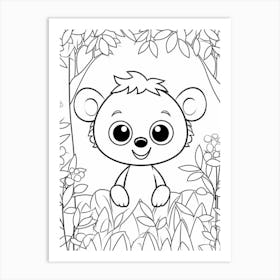 Line Art Jungle Animal Koala 1 Art Print