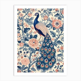 Cream Pastel Vintage Peacock Wallpaper 2 Art Print