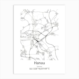 Hanau,Germany Minimalist Map Art Print