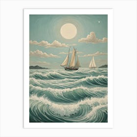 Stormy Sea Sailboats Art Print