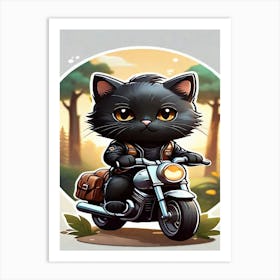 Cat On A Motorcycle 1 Art Print