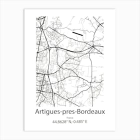 Artigues Pres Bordeaux,France Minimalist Map Art Print