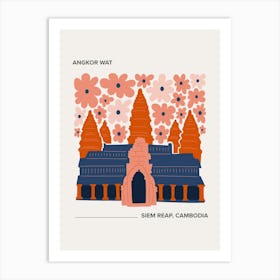 Angkor Wat   Siem Reap, Cambodia, Warm Colours Illustration Travel Poster 2 Art Print