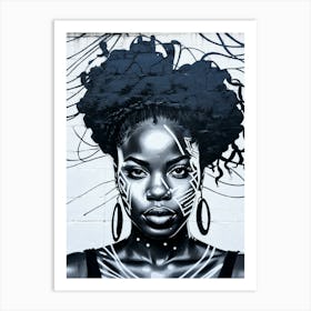 Graffiti Mural Of Beautiful Black Woman 29 Art Print