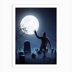 Full Moon In The Cemetery Art Print