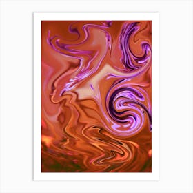 Abstract Swirls purple and brown Art Print