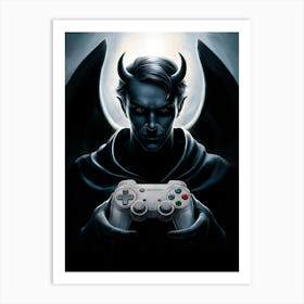 Devil With Video Game Controller Art Print