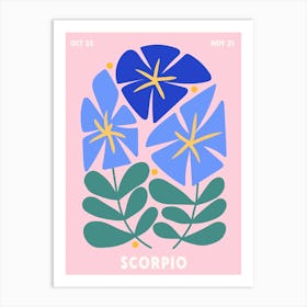 Scorpio Print Zodiac Poster Astrology Wall Decor Flower Market Botanical Art Print