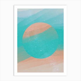 Minimal art abstract watercolor painting of sparkling waves Art Print