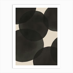 Beige Black Circles Art Print