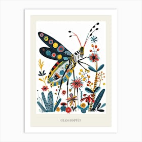 Colourful Insect Illustration Grasshopper 5 Poster Art Print