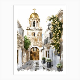 Watercolor Of A Church 1 Art Print