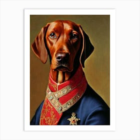 Vizsla Renaissance Portrait Oil Painting Art Print