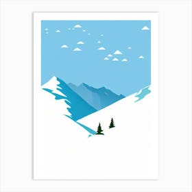 La Plagne, France Minimal Skiing Poster Art Print