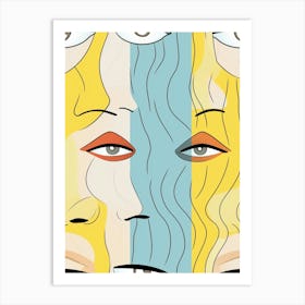 Abstract Face Line Drawing 1 Art Print
