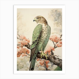 Ohara Koson Inspired Bird Painting Red Tailed Hawk 1 Art Print