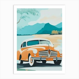 Vintage Car On The Beach Art Print