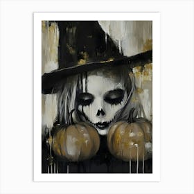 Witch With Pumpkins Art Print