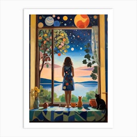 Girl Looking Out The Window Art Print