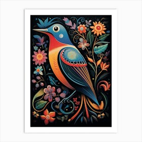 Folk Bird Illustration Magpie 2 Art Print