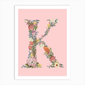 K Pink Alphabet Letter Art Print