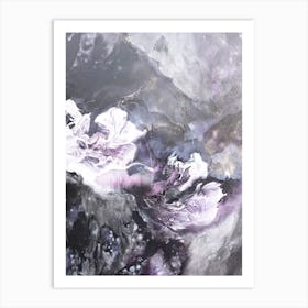 Purple And Grey Abstract Flowers  Art Print